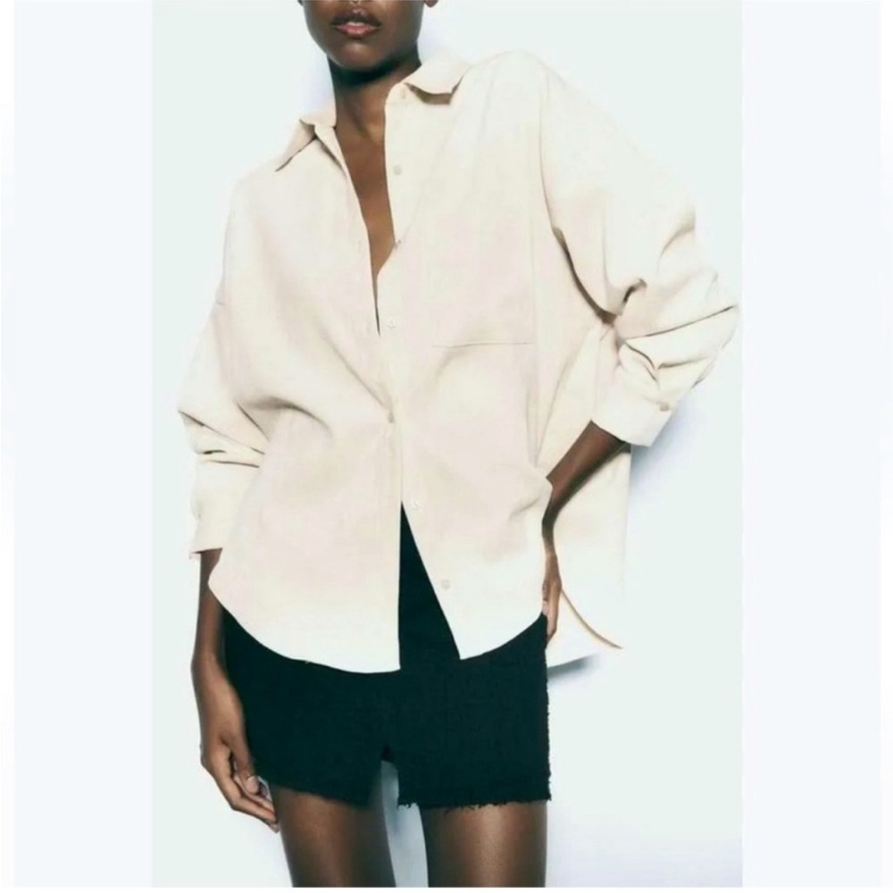 Zara Cream Button Down Shirt